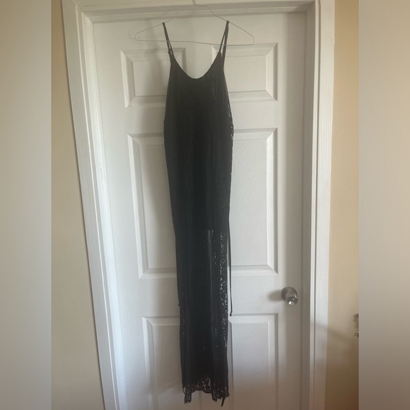 Sheer Lace Maxi Nighty Teddy Chemise Dress Longhorn Goth Whimsigoth witch Addams - Picture 4 of 10